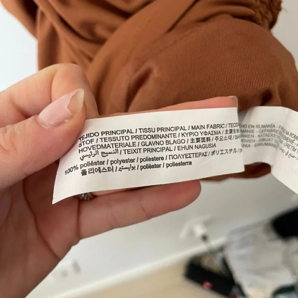 Zara Ruched Cut Out Halter Tie Mini Dress Brown Size Medium - Picture 11 of 11